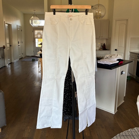 (NWOT) Cinq A Sept Shanis Slit Hem Pants In Gardenia - Picture 6 of 6